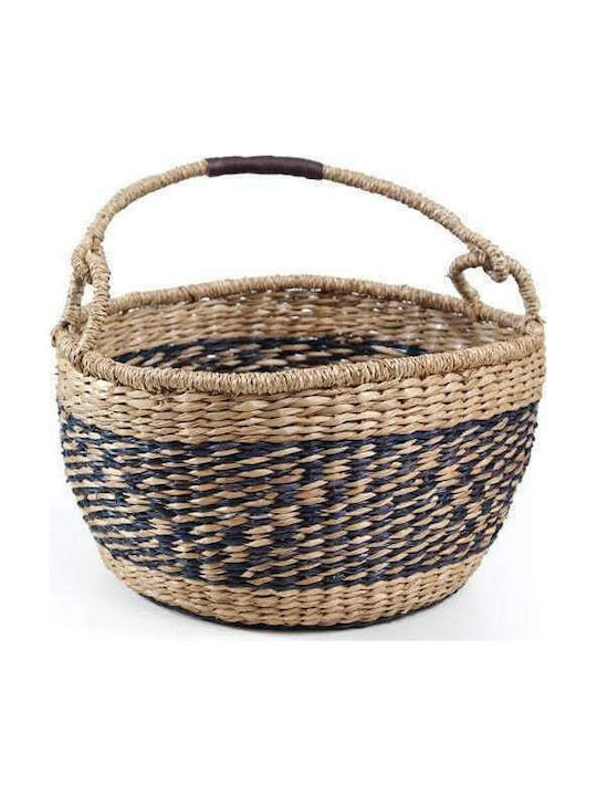 Wicker Decorative Basket Herbal Μαύρο-Φυσικό 40x40x22εκ. Soulworks