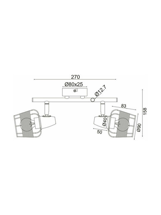 Aca Zorbas Double Spot with Socket E14 in White Color
