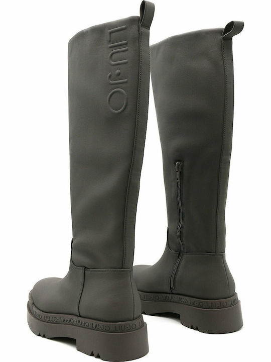 Love Leder Damenstiefel mit mittlerem Absatz Ecru