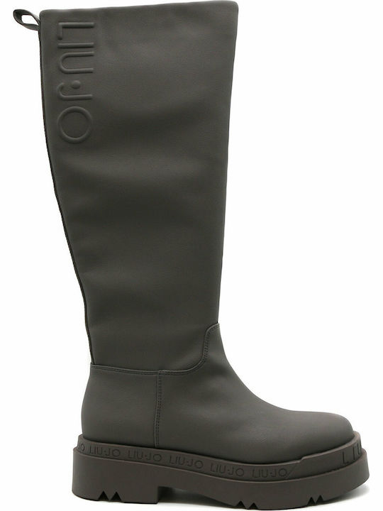Love Leder Damenstiefel mit mittlerem Absatz Ecru