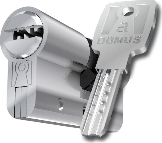 Domus Lock Cylinder Security Alfa 75mm (30-45) with 5 Keys Silver