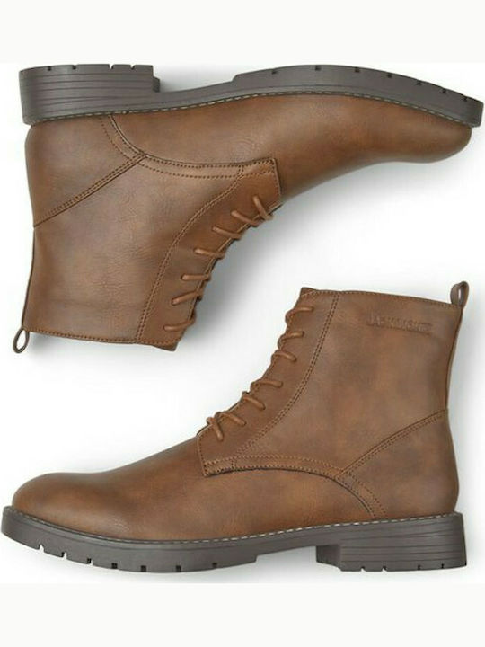 Jack & Jones Jaxton Men's Leather Military Boots Cognac