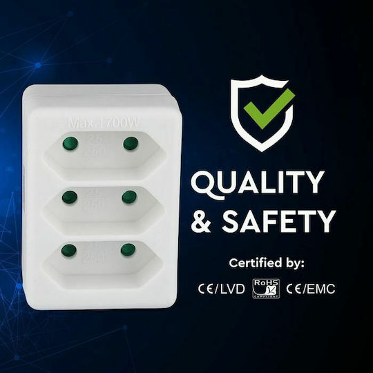 V-TAC T-Shaped Wall Plug 3 Positions