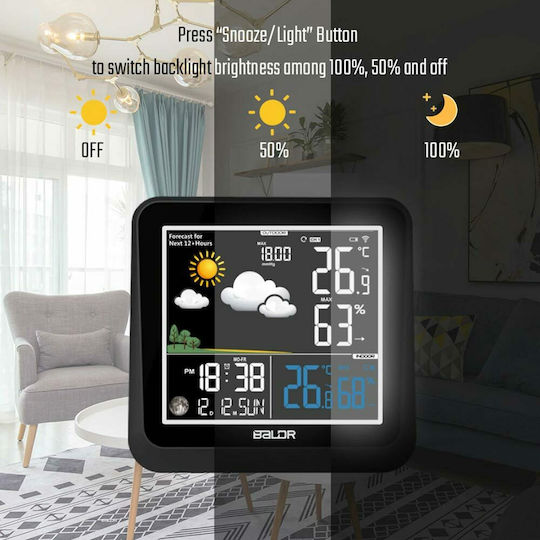 Baldr WS0336BL2 Drahtlos Wetterstation Digital Tischplatte Schwarz