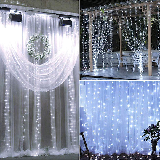 300 Lights LED 3m. x 300cm Cold White type Curtain 1pcs