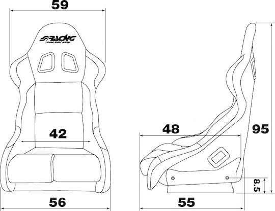 Simoni Racing Lewis Κάθισμα Σκάφη με Γυαλιστερή Πλάτη & Σιδηρόδρομο Μαύρο