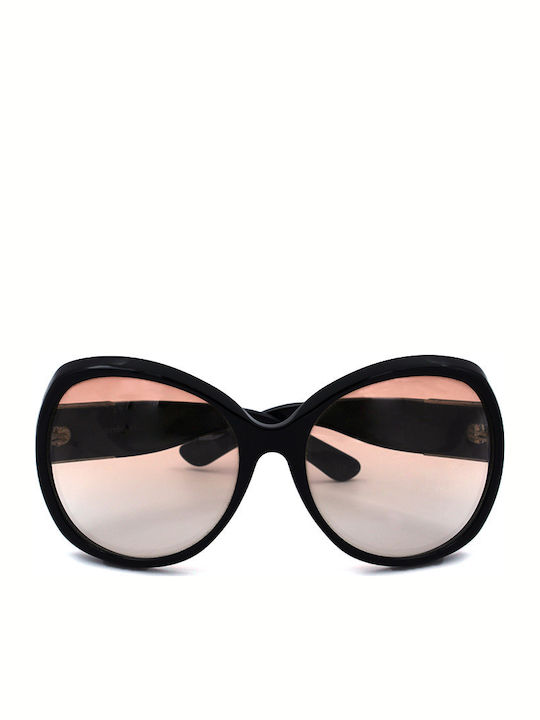 Bottega Veneta Women's Sunglasses with Black Plastic Frame and Brown Gradient Lens BV65S 807LF