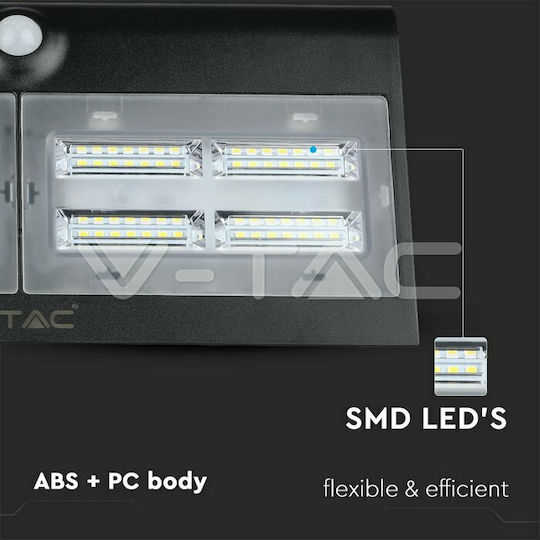 V-TAC Επιτοίχιο Ηλιακό Φωτιστικό 6.8W 800lm Φυσικό Λευκό 4000K με Αισθητήρα Κίνησης και Φωτοκύτταρο IP65