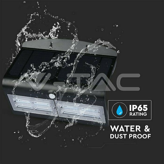 V-TAC Επιτοίχιο Ηλιακό Φωτιστικό 6.8W 800lm Φυσικό Λευκό 4000K με Αισθητήρα Κίνησης και Φωτοκύτταρο IP65