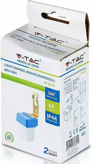 V-TAC VT-8019 Φωτοκύτταρο Ημέρας / Νύχτας 6A IP44