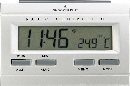 Technoline Масов Дигитален Часовник LCD с Будилник Сребрист