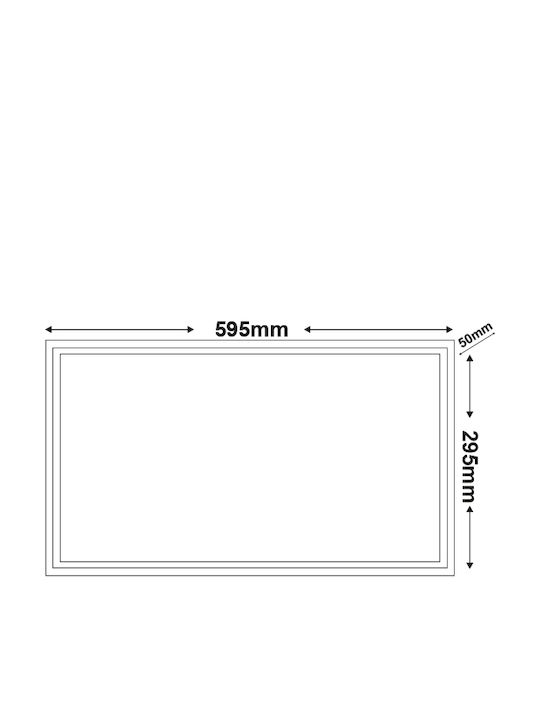 Aca Rectangular Recessed LED Panel 24W with Warm White Light 3000K 59.5x29.5cm