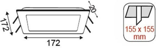 Aca Τετράγωνο Χωνευτό LED Panel 14W με Θερμό Λευκό Φως 3000K 17.2x17.2εκ.