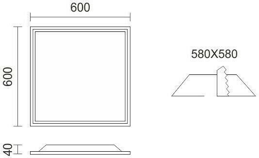 Spot Light Τετράγωνο Χωνευτό LED Panel 40W με Ψυχρό Λευκό Φως 6000K 60x60εκ.