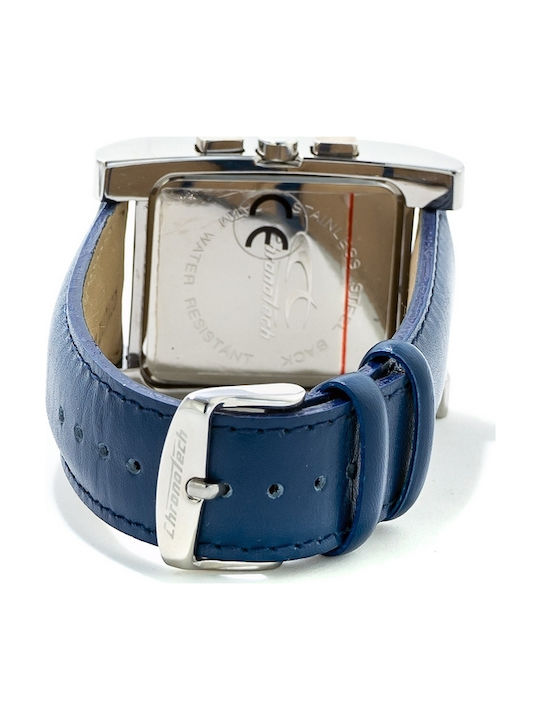 Chronotech Watch Chronograph Battery with Blue Leather Strap CT7276-03