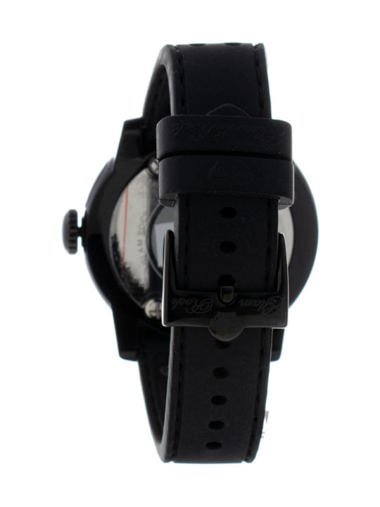 Glam Rock Watch with Black Rubber Strap