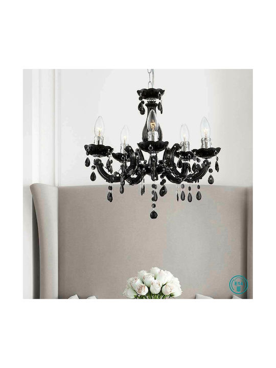 Globo Lighting Πολυέλαιος 6xE14 με Κεράκια Μαύρος 63110-5
