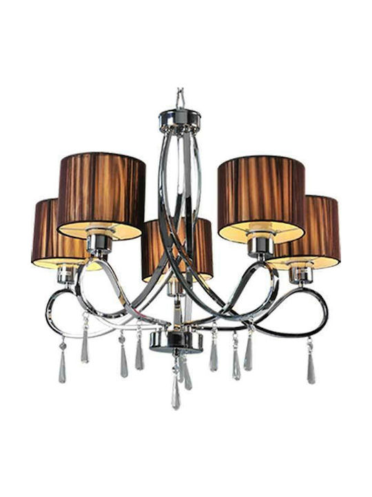 Elmark Lilly Candelabru 5xE27 cu Abajururi Argint 955LILLY5