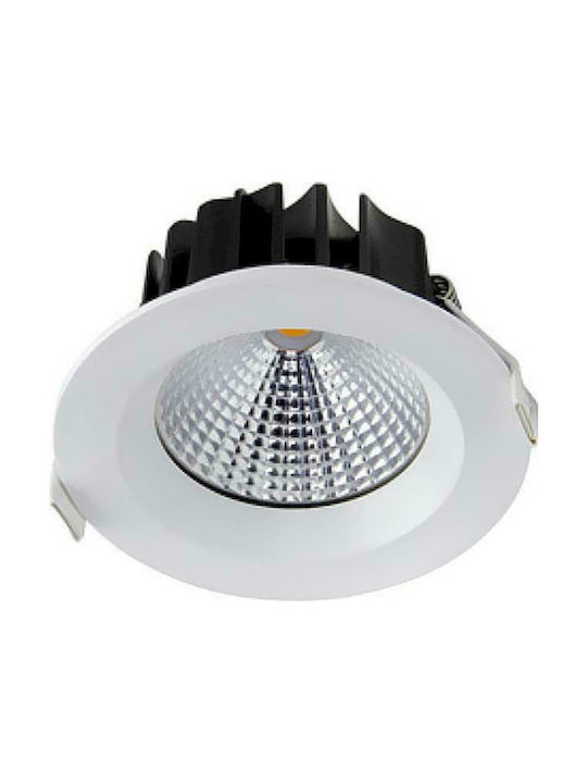 Geyer Round Metallic Recessed Spot with Integrated LED and Natural White Light 18W 2070lm White 14.5x14.5cm.