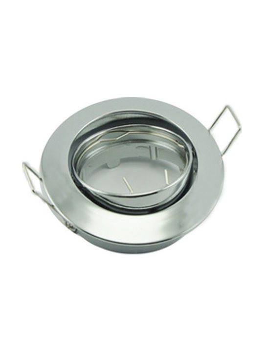 Aca Rotund Metalic Cadru pentru Spoturi GU10 Reglabil MR16 Argintiu 8.1x8.1cm. 1buc