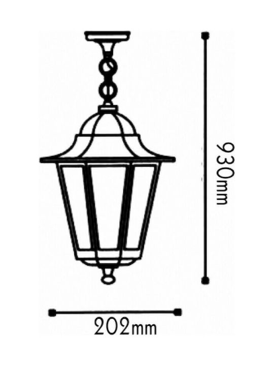 Aca Outdoor Hanging Ceiling Light E27 in White Color HI6025W