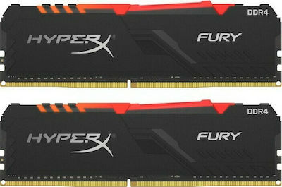 HyperX Fury RGB 32GB DDR4 RAM με 2 Modules (2x16GB) και Ταχύτητα 3200 για Desktop