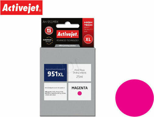 Active Jet Inkjet Printer Compatible Ink HP 951XL CN047AE 1500 Pages 25ml Magenta