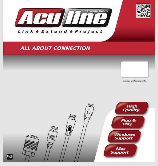 Aculine U/UTP Cat.5 (100Mbps) Καλώδιο Δικτύου Ethernet 15m Γκρι
