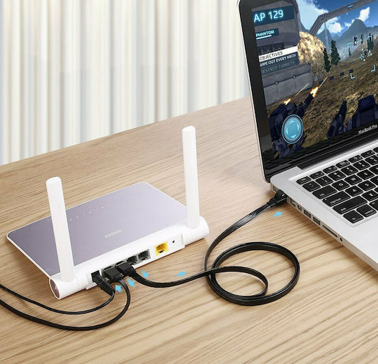 Ugreen Flat U/FTP (STP) Cat.7 (10Gbps) Καλώδιο Δικτύου Ethernet 2m Μαύρο
