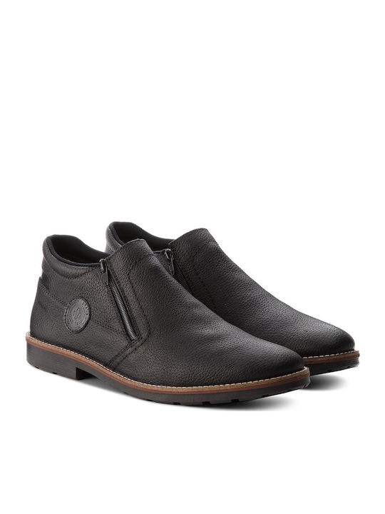 Piele Negru Ghete barbati cu fermoar