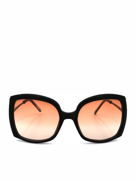 Bottega Veneta Women's Sunglasses with Black Plastic Frame and Orange Gradient Lens BV721S TGDS2