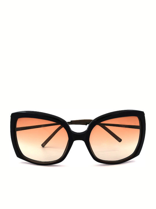 Bottega Veneta Women's Sunglasses with Black Plastic Frame and Orange Gradient Lens BV721S TGDS2