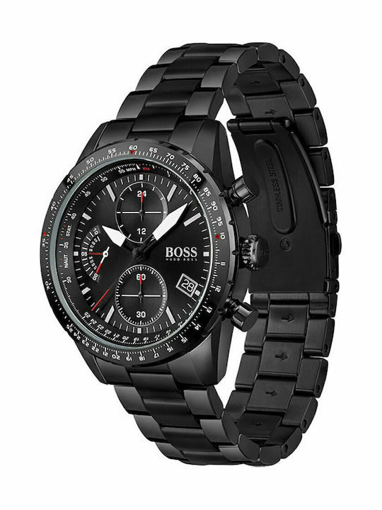 Boss Pilot Men's Watch 44mm Chronograph Battery with Black Metal Bracelet