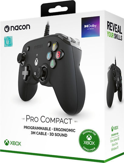 Nacon Pro Compact Ενσύρματο Gamepad για PC / Xbox One / Xbox Series Black