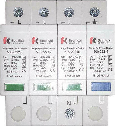 Eurolamp 4-Poles Inspired T1 / T2 Panel Lightning Protection 40kA 385V