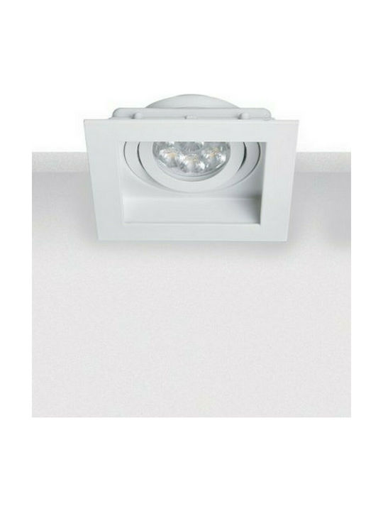 Zambelis Lights Square Metallic Recessed Spot with Socket GU10 White 10x10cm.