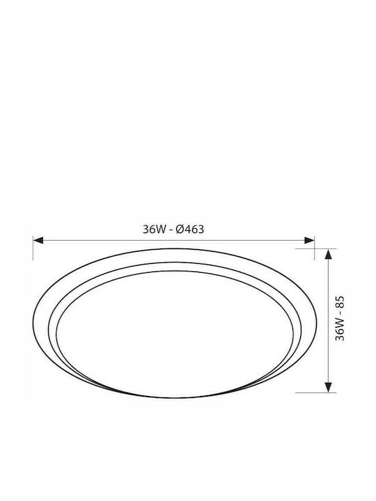 Vivalux Athena Rund Draußen LED Panel 36W mit Warmes Weiß Licht 3000K