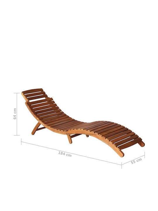Șezlong Din Lemn Maro Set Cu Masă 3 Buc 184x55x64cm