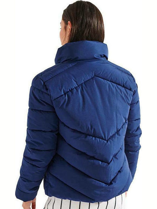 Superdry Women's Short Puffer Jacket for Winter Blue