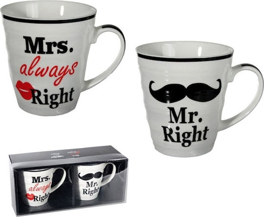 ArteLibre Mr Right & Mrs Always Right Κούπα Κεραμική Λευκή 2τμχ ArteLibre Mr Right & Mrs Always Right Κούπα Κεραμική Λευκή 2τμχ