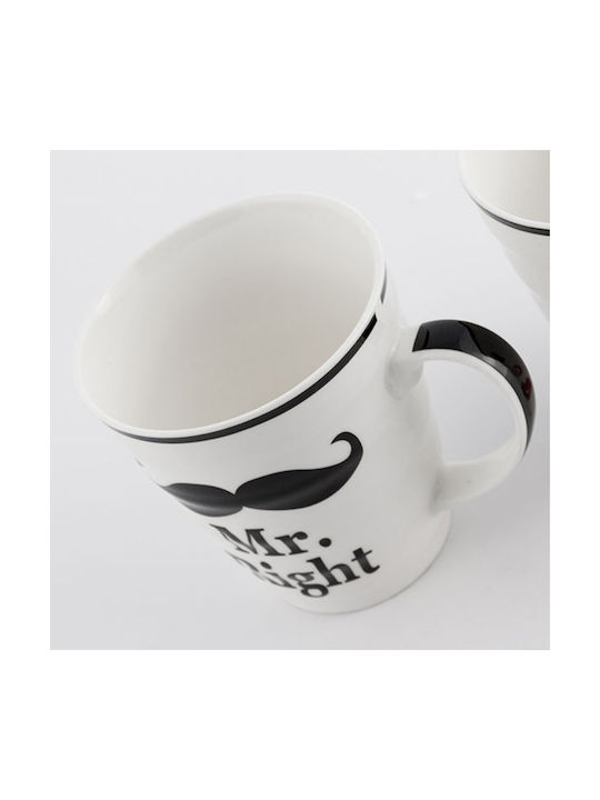 ArteLibre Mr Right & Mrs Always Right Cană Ceramică Albă 2buc