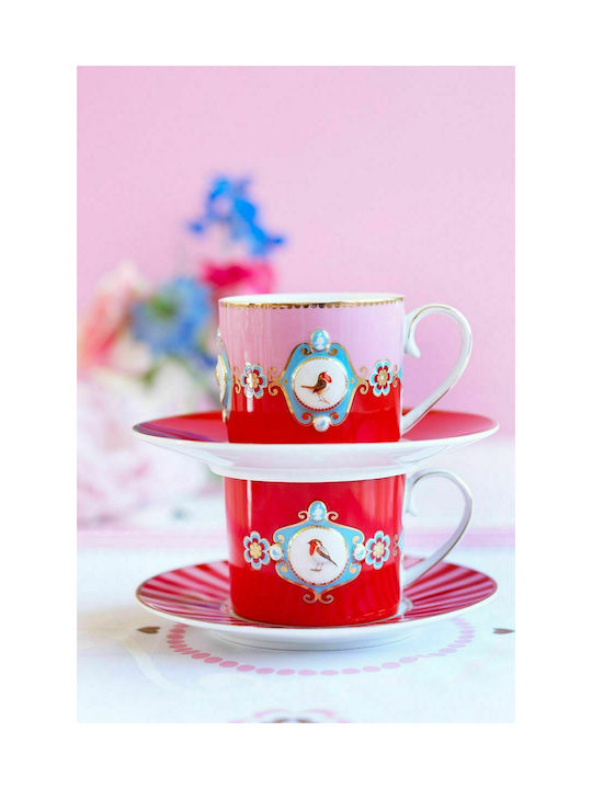 PiP Studio Love Birds Medallion Mug from Porcelain Red-Pink 150ml