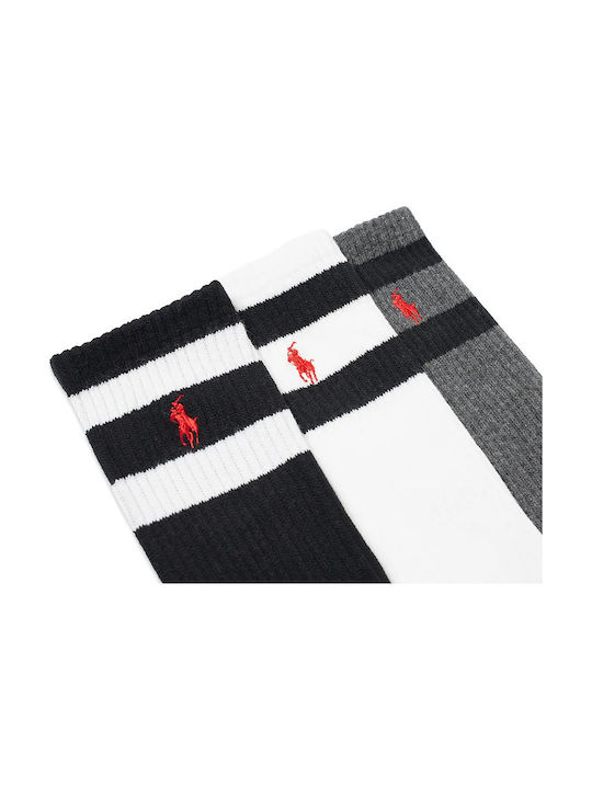 Ralph Lauren Ανδρικές Μονόχρωμες Κάλτσες Black / White / Grey 3 Pack