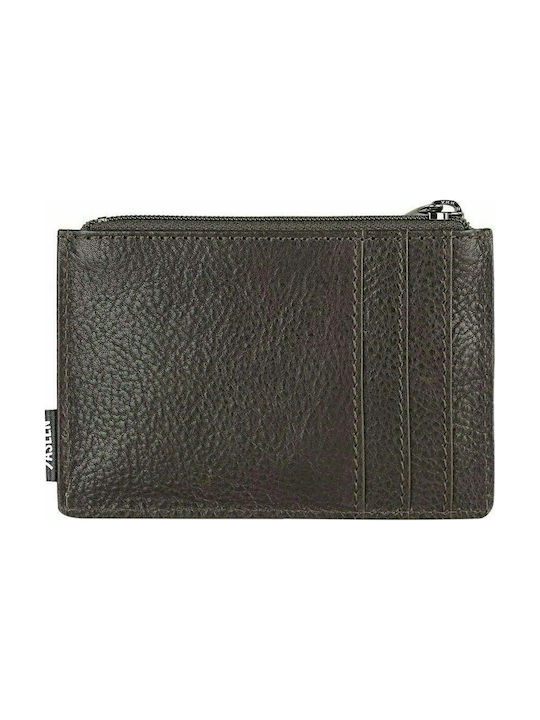 Jaslen Men's Leather Card Wallet with RFID Brown