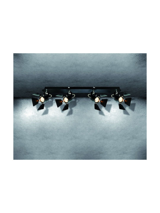 Home Lighting Mystik Σποτ με 4 Φώτα και Ντουί GU10 σε Μαύρο Χρώμα