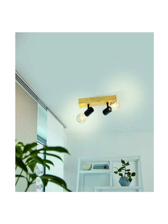 Eglo Townshend Double Spot with Socket E27 in Black Color