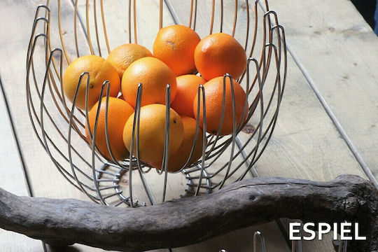 Espiel Φρουτιέρα Μεταλλική Ασημί 28.5x28.5x25εκ.