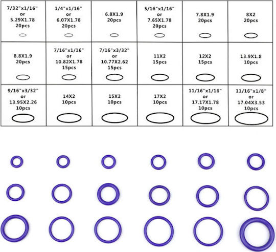 O ring Set of O Rings 03003VDP50CL 270pcs