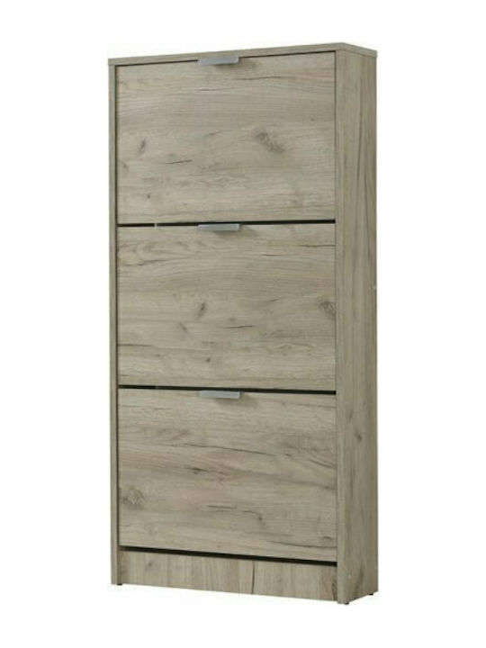 Ξύλινη Παπουτσοθήκη Hugo 23 με 3 Ράφια Grey Oak Μ67xΠ28xΥ119cm
