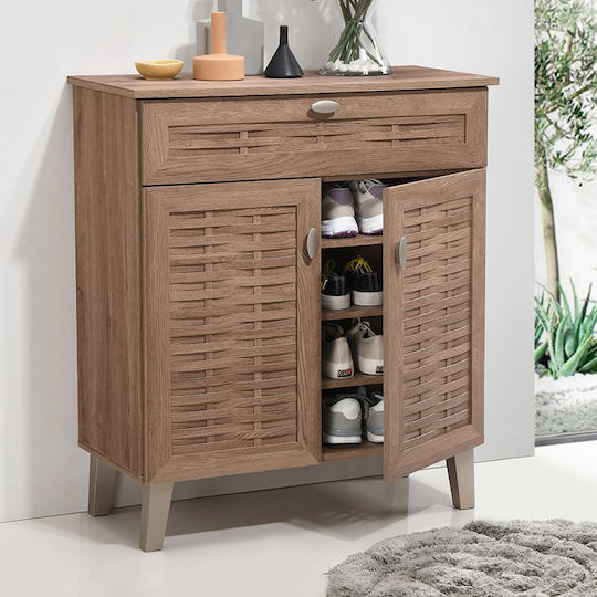 FP-02C Wooden Shoe Organizer with 4 Shelves Pacific Oak 77.8x36.8x89.3cm